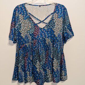 Jesdani Short Sleeve V-Neck Blouse, XL